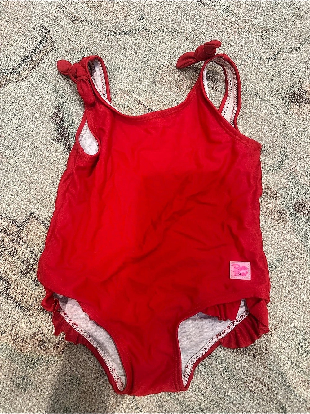 RuffleButts Red Knot Strap One-Piece Swimsuit Red 12-18M